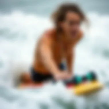 Empowerment Through Adaptive Surfing Surfer using adaptive equipment, illustrating empowerment and skill development