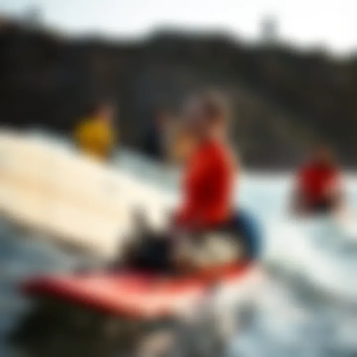 Community Engagement in Adaptive Surfing Group of surfers engaging with adaptive surfing technology