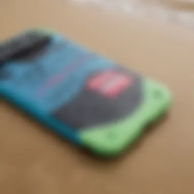 A close-up of a boogie board with price tags
