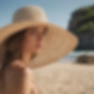 Wide-brimmed Hat for Beach Enthusiasts Stylish wide-brimmed hat ideal for sun protection during beach activities