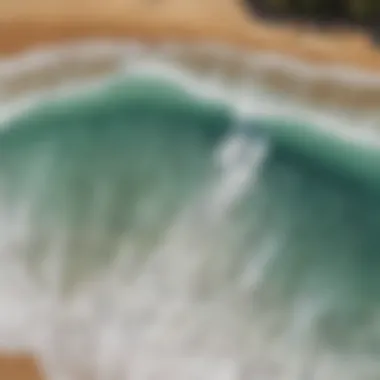 Aerial view of a bustling surf beach