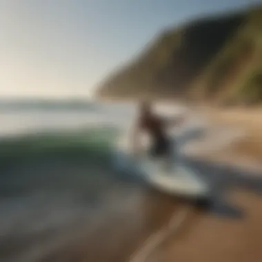 Harmony with Nature in Body Surfing A serene beach scene illustrating the connection between body surfing and nature's beauty.