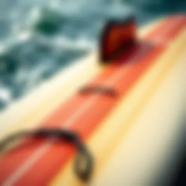 Close-up of surfboard materials highlighting durability and performance features