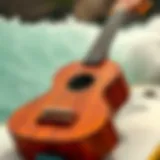 A close-up view of a traditional ukulele used in surfboarding