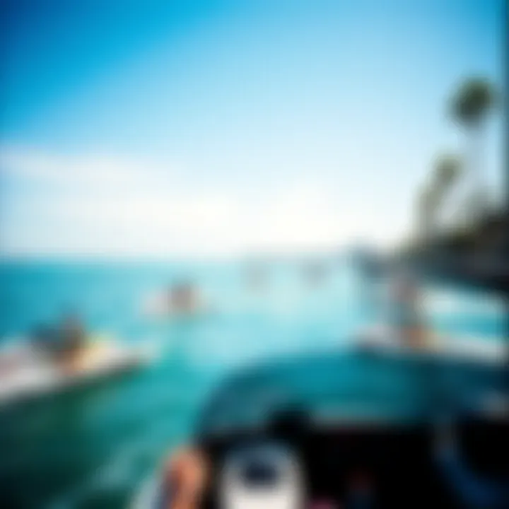 Diverse Water Sports Activities in Long Beach A serene view of Long Beach showcasing an array of water sports activities