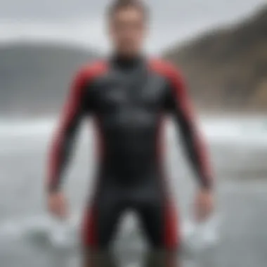 Close-up of wetsuit materials highlighting flexibility and durability.