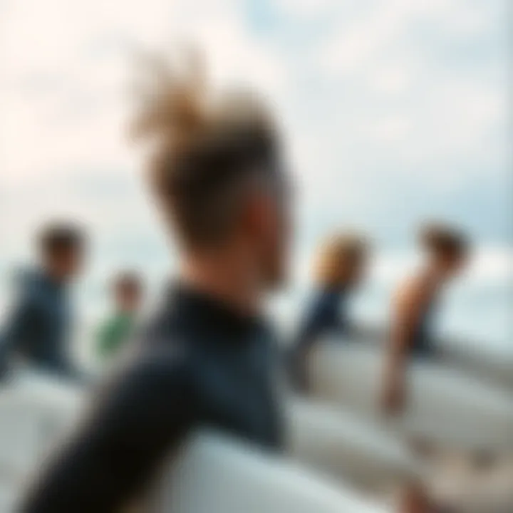 Surf Culture and Personal Expression Group of surfers enjoying their time at the beach with stylish hairstyles