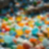 A close-up view of colorful glass pebbles on Glass Beach.