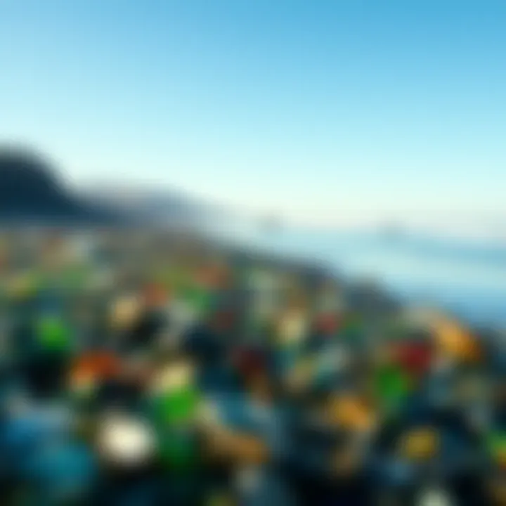 Panoramic View of Glass Beach Shoreline A panoramic view of the shoreline adorned with glass fragments.