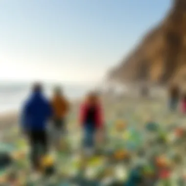 Visitors at Glass Beach Visitors enjoying the unique landscape of Glass Beach.