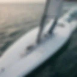 A close-up view of a hydrofoil sail board showcasing its sleek design and advanced materials.