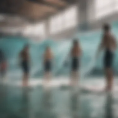 Community and Camaraderie in Indoor Surfing Group of surfers enjoying the indoor surf facility