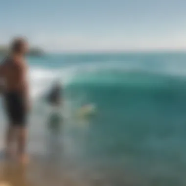 Group of surfers discussing techniques