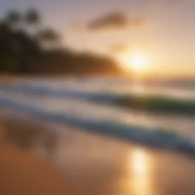 A stunning view of Keiki Beach at sunrise