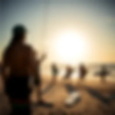 Local kiteboarding community gathering on the beach