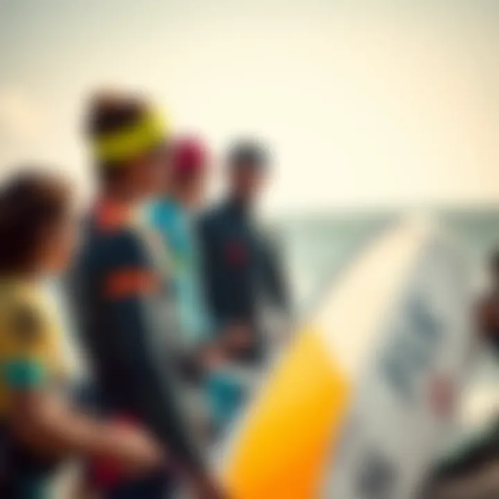 Kitesurfing Community Bonding A group of kitesurfers sharing tips and experiences