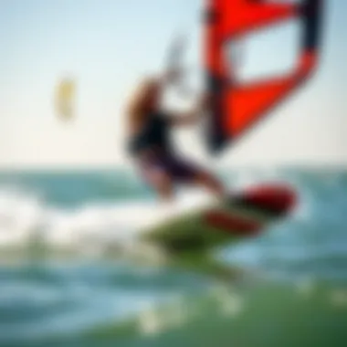 Dynamic Kitesurfing Experience Kitesurfing action showcasing a rider on a Slingshot board