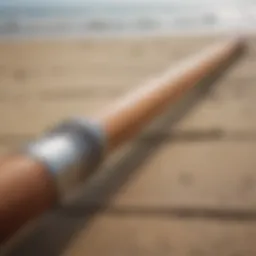 Detailed view of the LL Bean surf rod showcasing its construction and materials