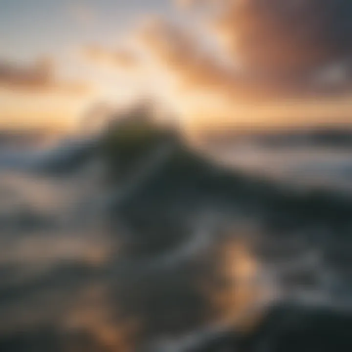 A scenic view of ocean waves at sunrise