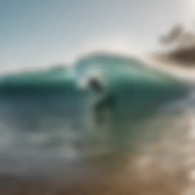 A surfer analyzing wave patterns on a beach