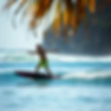 A serene surf spot with mini hydrofoils in the background