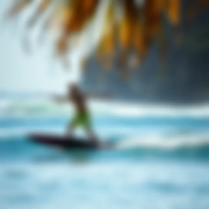 A serene surf spot with mini hydrofoils in the background