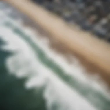 Aerial view of the coastline at Ocean Beach