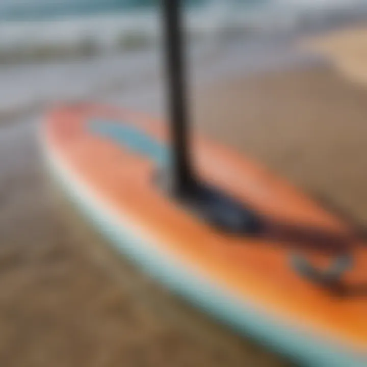 Close-up of a paddle board designed for enhanced stability