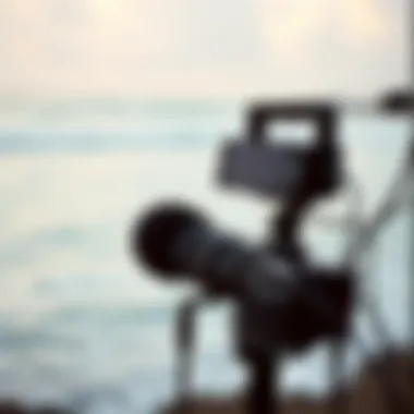 Recording equipment capturing the soothing sounds of the ocean