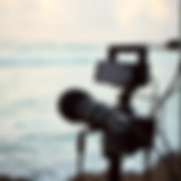 Recording equipment capturing the soothing sounds of the ocean