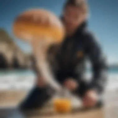 Using Vinegar to Neutralize Jellyfish Venom Person applying vinegar to a jellyfish sting
