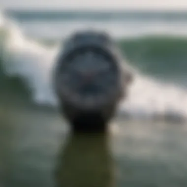 High-performance Rip Curl digital watch on a surfboard