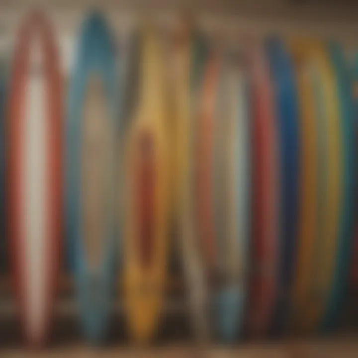 Colorful surfboards displayed inside Ron Jon Surf Shop