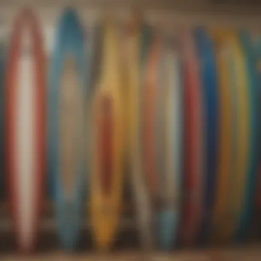 Surfboard Collection at Ron Jon Colorful surfboards displayed inside Ron Jon Surf Shop