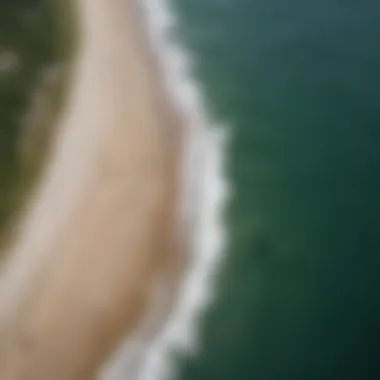 Aerial View of Shark Tracking Data in North Carolina Aerial view of North Carolina coastline with shark tracking data overlay
