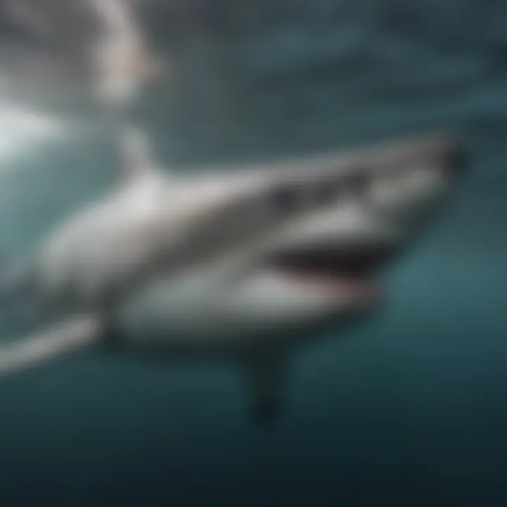 Close-up of a tagged shark swimming in North Carolina waters