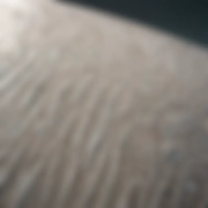 Close-up of a soft top surfboard showing its unique texture and design