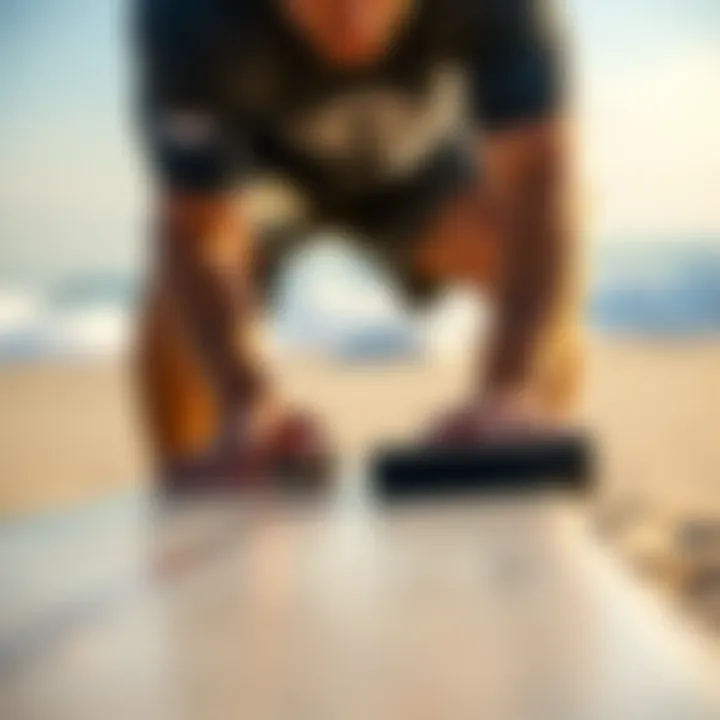 Application Technique of Foam Grip on Skimboards Applying foam grip to a skimboard surface
