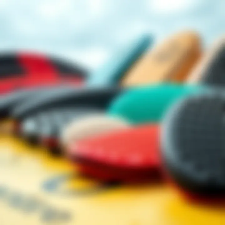 Variety of Foam Grips for Skimboards Different types of foam grips for skimboards displayed