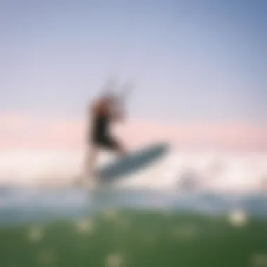 Dynamic surfer utilizing a slingshot training kite on the waves.