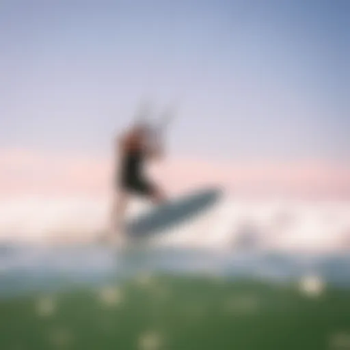 Surfer Harnessing a Slingshot Kite Dynamic surfer utilizing a slingshot training kite on the waves.