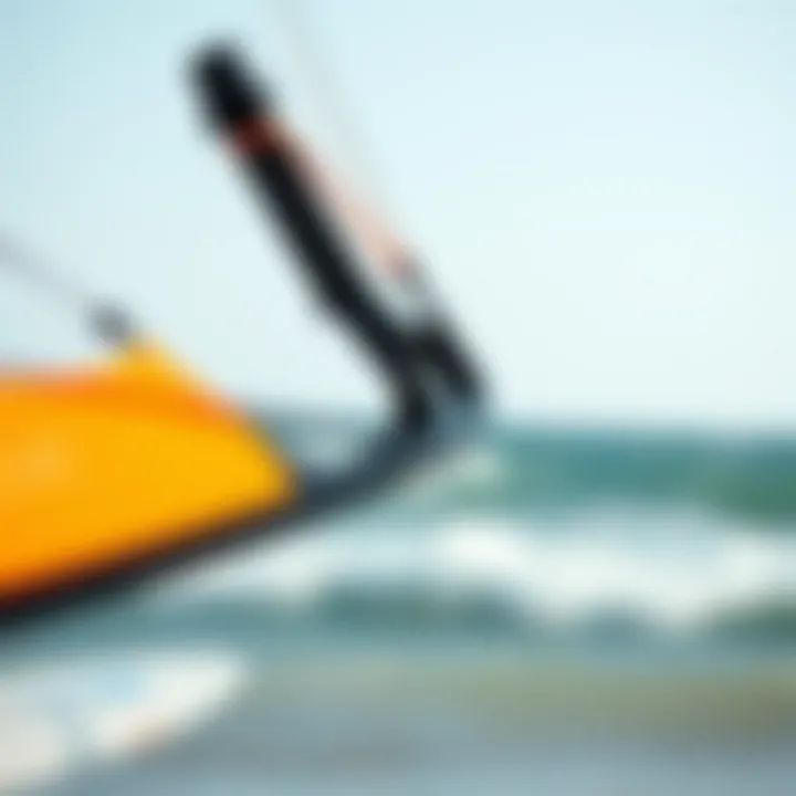 Close-up view of slingshot training kite showcasing its design features.