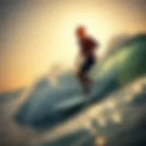 A vibrant softboard surfing scene capturing the excitement of the sport