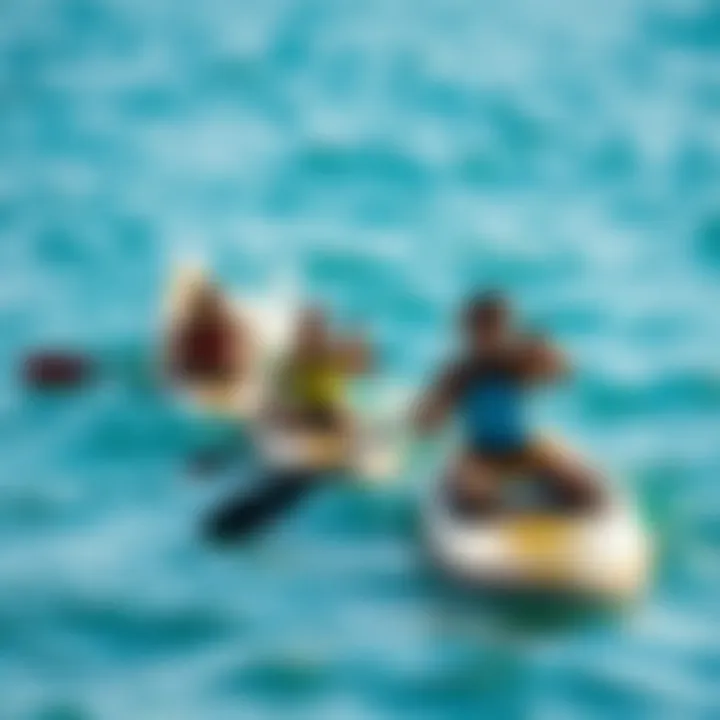 Navigating the Waters: Community and Connection A group of paddlers navigating through vibrant coastal waters