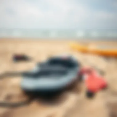 Essential Equipment: Gear for Every Adventure A close-up of essential stand-up paddling gear laid out on the sand