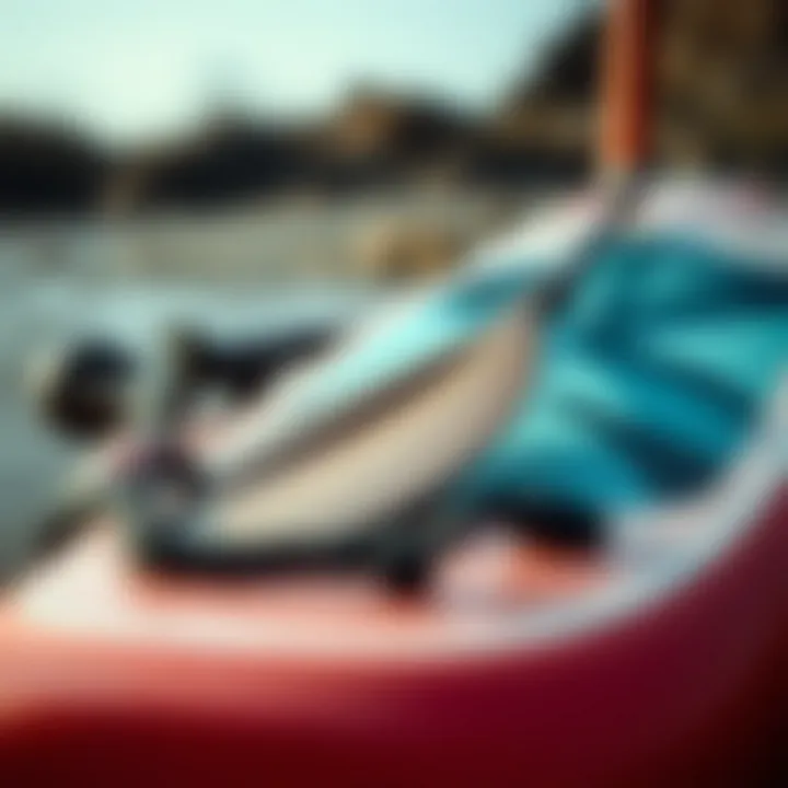 Essential Gear for Paddle Surfing Close-up of essential standup paddle gear including a paddle and board