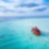 Aerial view of surf breaks in the Maldives