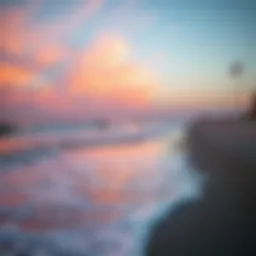 A serene view of Galveston beach at dawn, showcasing the gentle waves and sandy shore, perfect for surf fishing.