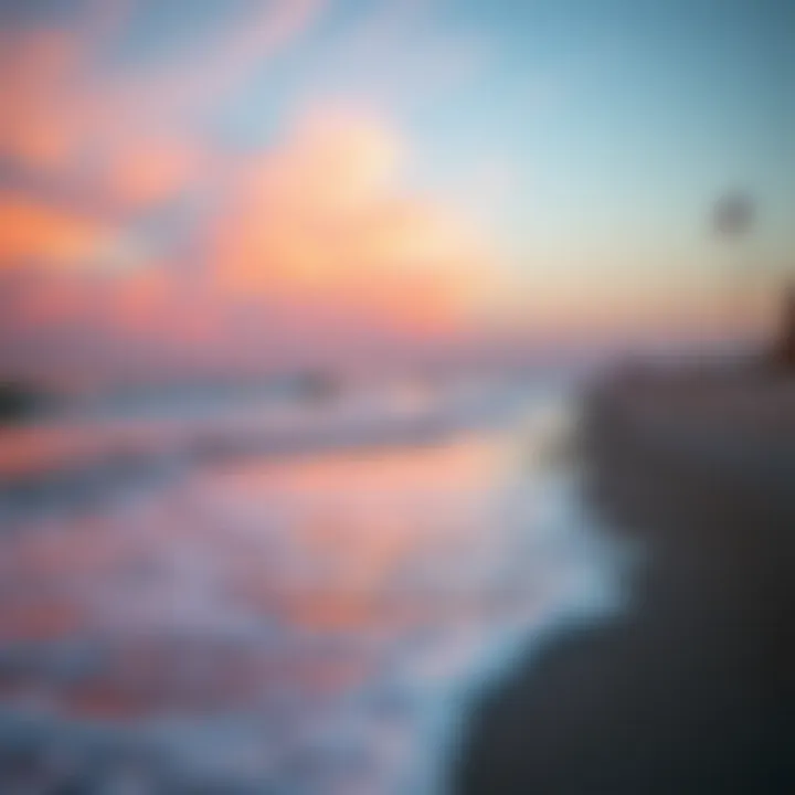 Dawn at Galveston Beach A serene view of Galveston beach at dawn, showcasing the gentle waves and sandy shore, perfect for surf fishing.