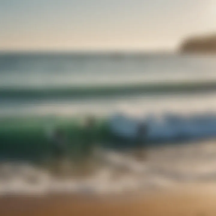 Surfers engaging in a fun group activity on the beach